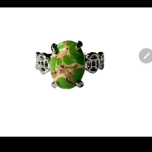 COPPER GREEN TURQUOISE POLISHED STONE NEW SIZE 7  SILVER RING - Picture 4 of 4